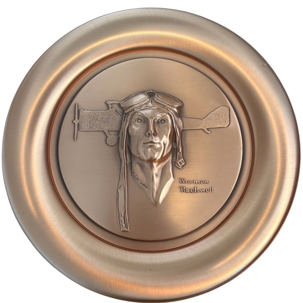 Norman Rockwell Spirit of Lindbergh Copper Collector Plate 1978 River Shore Ltd